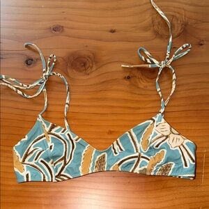 Ulla Johnson Blue and Tan Bikini Top